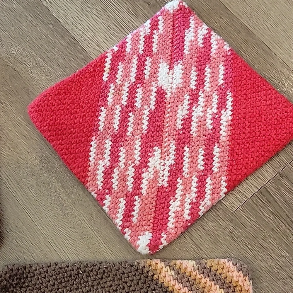 Handmade Potholders Colorful Knitted Set